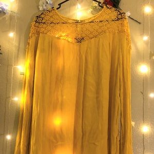 Mustard yellow lace tunic blouse